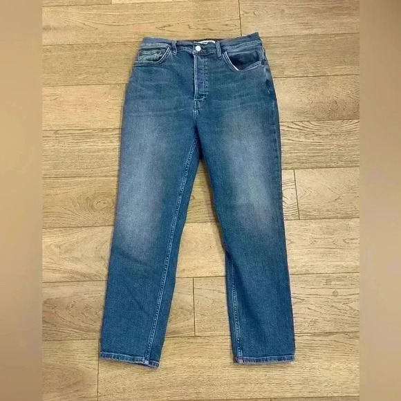 RE/DONE 90s High Rise Ankle Crop Jeans Worn Indigo Size 32 - Picture 1 of 7
